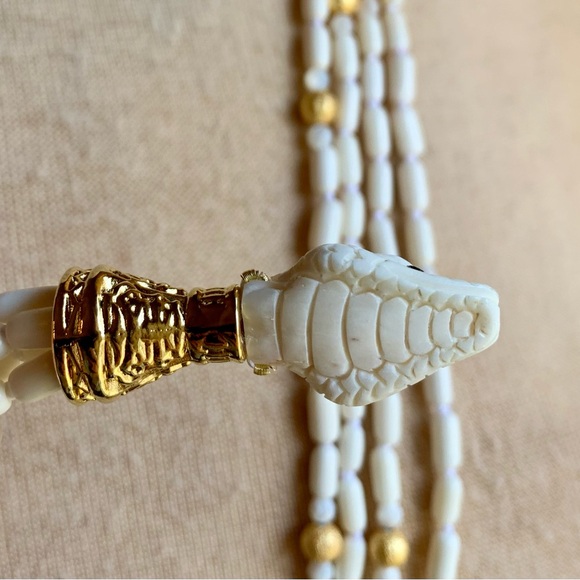 Stunning Multi-Strand Lariat with Hand Craved Snake Head and Tail - Picture 7 of 9